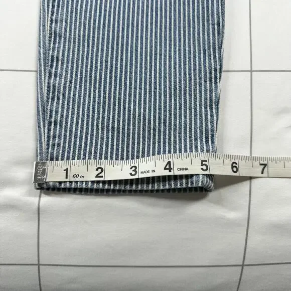 Madewell Jeans Womens 27 Blue White Piper Striped 9" Mid Rise Skinny Railroad - Picture 12 of 12